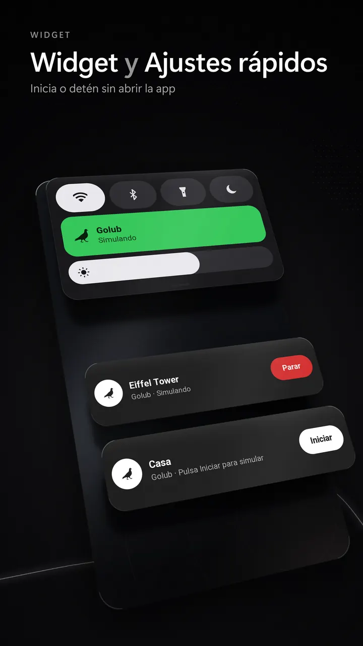 Widget de pantalla de inicio y botón de Ajustes rápidos de Golub